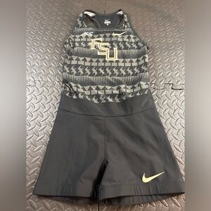 NIKE Pro Elite FSU Seminoles Unitard Speedsuit Medium Black Gray Gold ACC